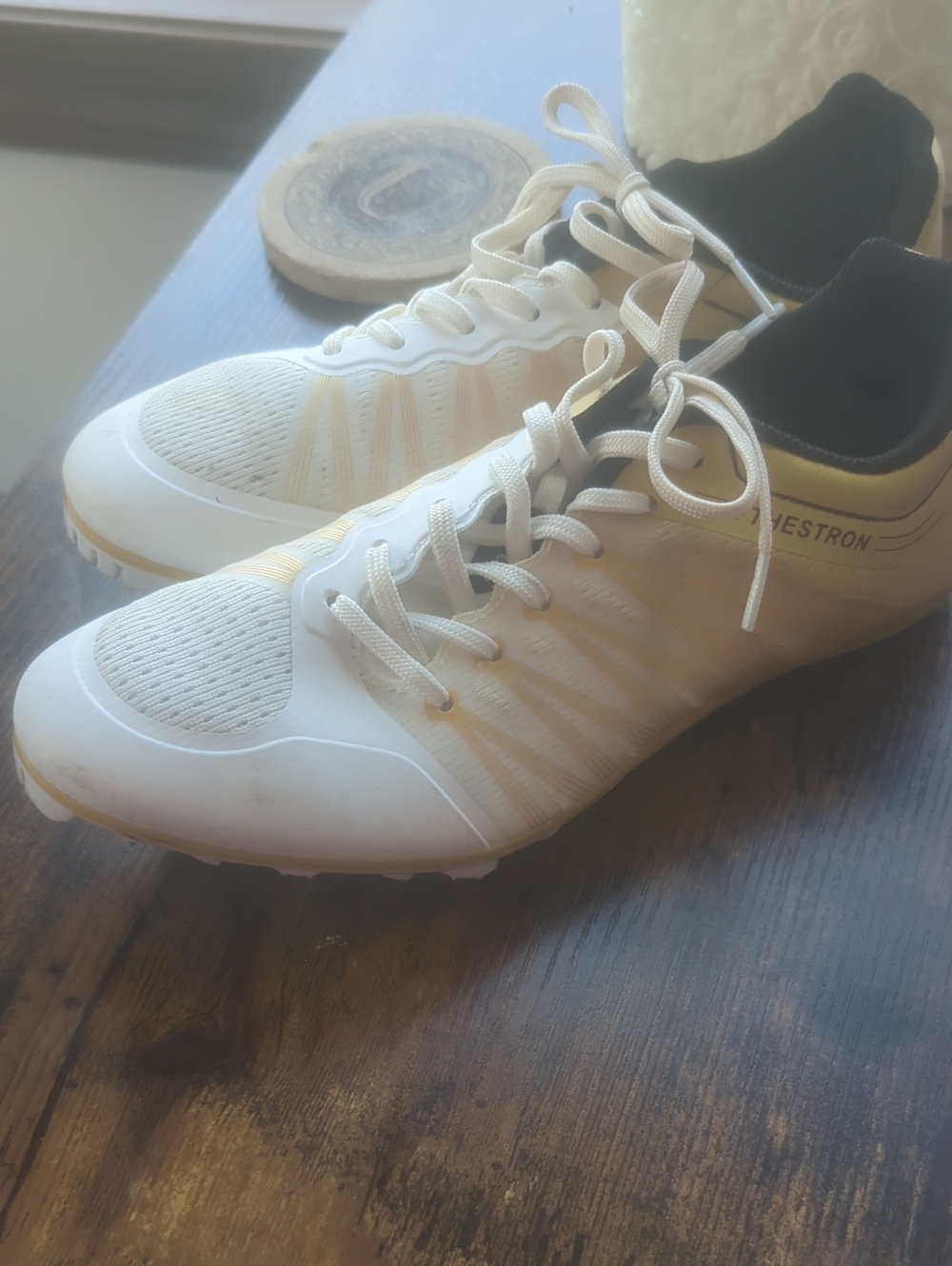 White And Gold Track Spikes Size 35
